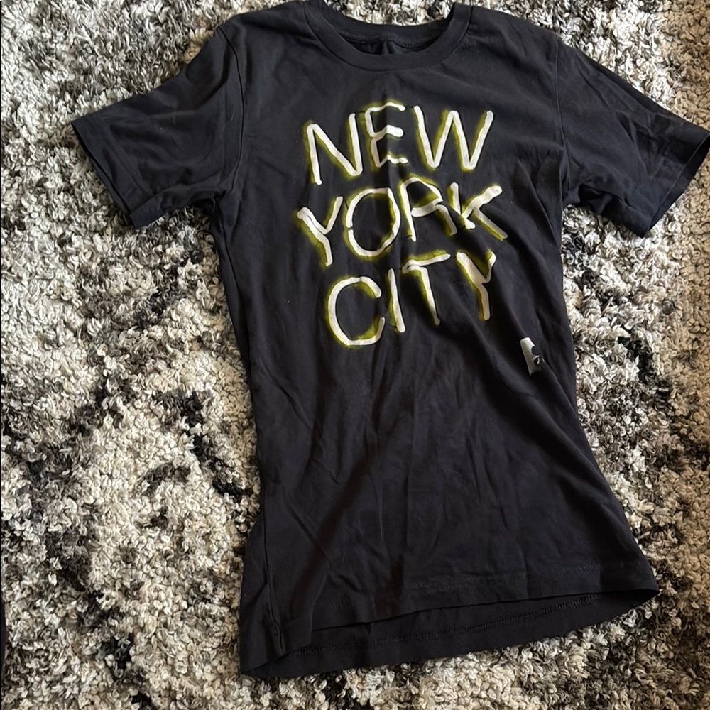 Black T-Shirt with Yellow 'New York City' Print